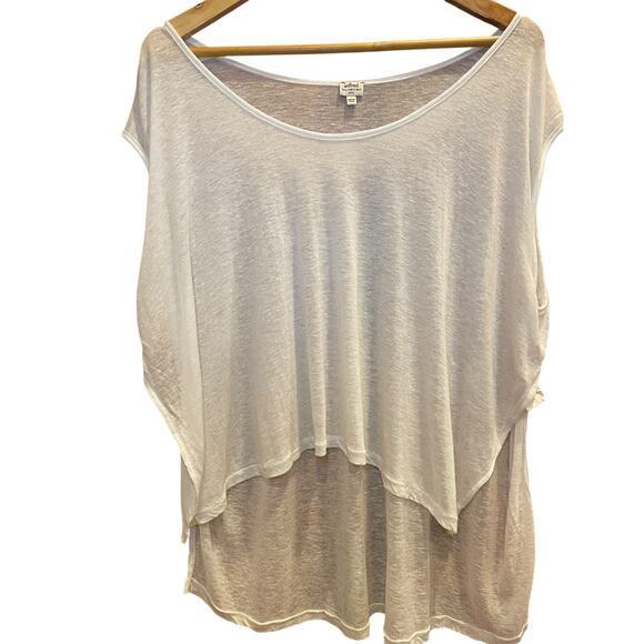 Aritzia Wilfred Women's XS/S High Low Cropped Sheer T-Shirt Top‎ White Linen - Picture 12 of 13
